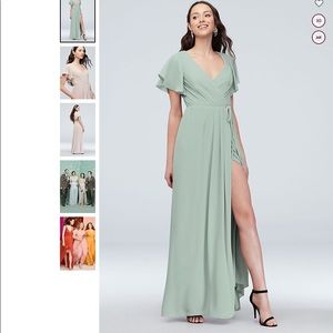 David’s Bridal Wrap Dress in Dusty Sage